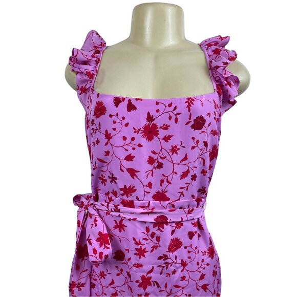 Likely Pink & Red Floral Ruffle Tiered Midi Dress Size 10- NEW - Picture 4 of 8